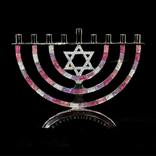 Crystallized Menorah Hanukkah Jewish Bling Holiday Decor Genuine European Crystals Bedazzled 1 small