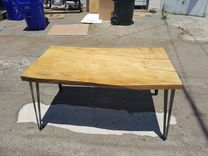 Live Edge Torrey Pine And Steel Dining Table 3 small