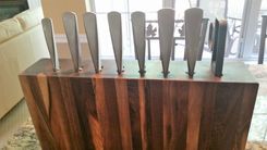 Custom Made Walnut Vertical Hand Crafted Chef's Knife Block 1 small