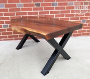 Live Edge Coffee Table- Black Walnut- X Style Steel Legs- Black- Industrial- Modern- Rustic 4 small