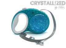 Crystallized Retractable Dog Leash Bling Genuine European Crystals Bedazzled 2 small