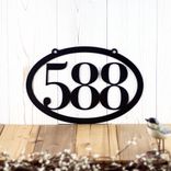 Hanging Oval Metal House Number Sign 1 small
