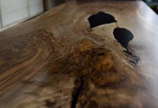 Walnut And Black Epoxy Single Slab Dining / Conference Table 4 small