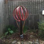 Wine Barrel Sphere And Stand Yard Sculpture-Large 2 small