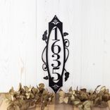 Vertical Metal House Number Sign with Vines and Fleur De Lis, 4 Digit 1 small