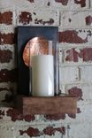 Industrial Design Steel, Copper And Reclaimed Walnut Wall Sconce 1 small