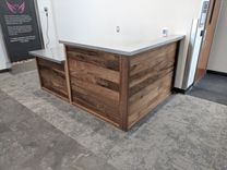 Custom Reception Desk From Walnut And Stainless Steel 1 small