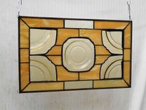 Stained Glass Plate Panel 1930s Depression Glass Madrid Window Treatment 8 small