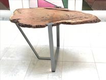 Induatrial-Chic Burl-Top Side Or Sofa Table 6 small