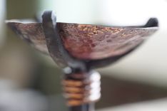 Hand Wrought Steel And Copper Candlesticks 3 small
