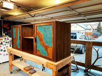 Acid Washed Copper & Walnut Entertainment Center 2 small
