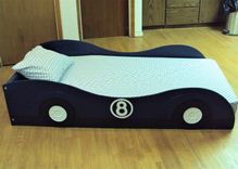 Stylized Sportscar Twin Kids Bed Frame - Handcrafted - Race Car Themed Children's Bedroom Furniture 5 small