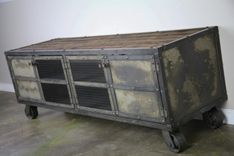 Industrial Entertainment Center, Modern Steel Media Console, Reclaimed Wood Sideboard 1 small