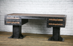 Industrial Sit/Stand Desk, Reclaimed Wood Sit To Stand Desk, Industrial Office Desk, Rustic Up Desk 1 small