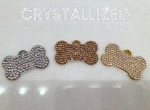 Heart Shaped Crystallized Personalized Dog Tag Genuine European Crystals Bedazzled 3 small