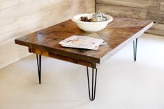 Industrial, Mid Century Modern Wood Coffee Table 1 small