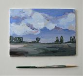 Original Acrylic Impressionist Landscape Painting, 7" X 5" 1 small