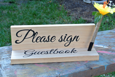Surfboard Wood Signage Board, Party Signature Guest Book Gift Idea 4 small