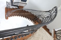 Staircase Railings. Art Nouveau Custom Metal Railing. 4 small