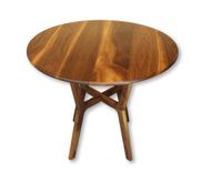 Round Collapsible Buffet Dining Table In Walnut 1 small