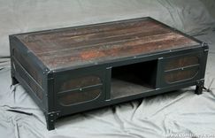 Vintage Style Coffee Table. Reclaimed Wood And Steel Coffee Table. Rustic Coffee Table With Storage. 5 small