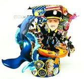 Police Officer Custom Birthday Cake Topper, Look Alike Police Cartoon Portrait 3 small