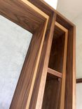 Floating Walnut Bed, Shelving And Upholstered Headboard 6 small