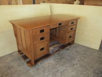 Mission Style Office Desk, Quarter Sawed Whito Oak, Walnut, Cherry 4 small
