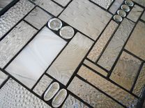 Patchwork Quilt Stained Glass Window Panel Crazy Quilt In Crystal Clear 7 small
