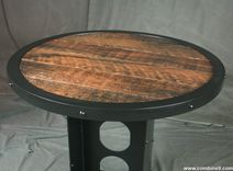 Vintage Industrial Bistro Table. Rustic Bar Table. Reclaimed Wood. Round Table. 5 small