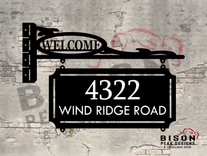 24in Sign Hanger With Address Plate. Personalized With Your Address. Driveway Sign. 2 small