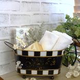Vintage Check Small Towel Caddy Holder Black And White Check Vanity Organizer 2 small