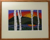 Ooak Quilled Landscape: Birches At Sunset 1 small