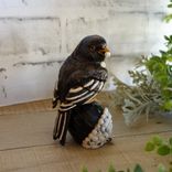 Vintage Checked Songbird Figurine Hand Painted Black And White Checks Decor 3 small