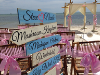 Beach Wedding Decor, Wooden Personalized Arrow Sign. 3 small