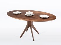 Oval Dining Table With Mid Century Modern Pedestal Base "Kapok" 1 small