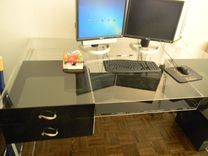 Acrylic Master Desk - Full Sized, Drawers, Keyboard Pull Out.  Hand Crafted, Custom Size Available 3 small