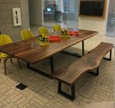 The Chase Live Edge Walnut Dining Table With Modern Trapezoid Steel Legs 1 small
