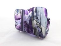 Fused Glass Business Card Holder - Amethyst Twist 6 small