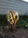 Wine Barrel Sphere And Stand With Lights Yard Sculpture-Small 1 small