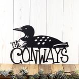 Custom Metal Family Name Sign with Lake Loon 1 small