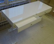 Acrylic Desk With "X" Base , Duel Drawer Assembly - Hand Crafted Custom Sized 3 small