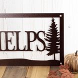 Custom Rectangular Metal Family Name Sign with Pine Trees 3 small