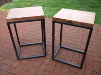 Walnut & Steel End Tables 3 small