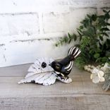 Courtly Songbird Black And White Check Bird Figurine Hand Painted Checked Decor 6 small