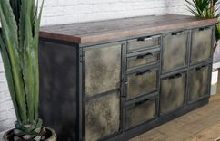 Industrial Credenza With Drawers. Rustic Filing Cabinet. Modern Office Furniture Reclaimed Wood. 2 small