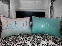 Custom Crystallized Throw Pillow Home Decor Bedroom Living Room Bling European Crystals Bedazzled 5 small