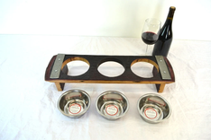 Wine Barrel Elevated Food And Water Bowl Stand - Geoffroyi - Made From Retired Ca Wine Barrels 3 small