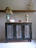 Rustic Bar Cabinet With Reclaimed Corrugated Metal Inserts 1 small