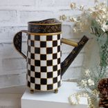 Courtly Vintage Watering Can Checked Tea Pot Decor Black And White Checks Vase 2 small